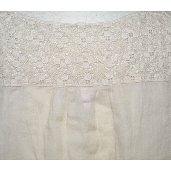 Chico's Beige Lace V-Neck Tunic Blouse Size 3 US XL Lagenlook Semi Sheer Neutral - Picture 9 of 11